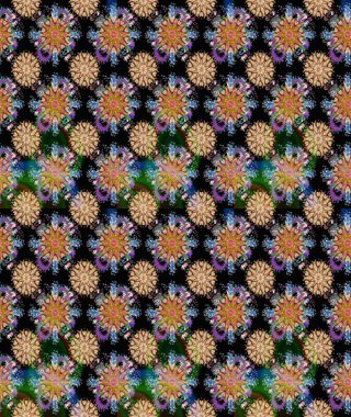 Düz Çiçek Elementleri Tasarımı. Güzel kumaş deseni. Zentangle soyut çiçekleri. Renkli Bahar Temalı Kusursuz Arkaplan. Karalama çiçeği. Raster illüstrasyonu.