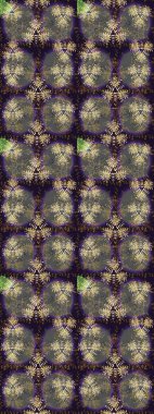 Raster illüstrasyonu. Gri ve kahverengi renkli Asya tekstili. Çiçek desenini çiz.