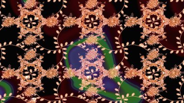 Siyah renklerde. Çiçekli güzel suluboya desen. Raster illüstrasyonu.