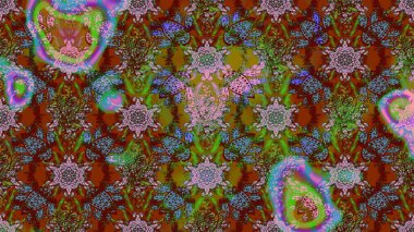 Raster illüstrasyonu. Çizim çiçek deseni duvar kâğıdı olarak kullanılabilir. Kahverengi renkte çiçekler.