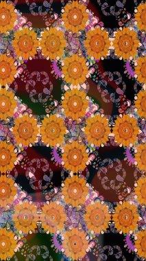 Raster illüstrasyonu. Küçük çiçekteki sevimli çiçek deseni. Turuncu renkte çiçekler.