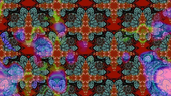 Suluboya tarzında mavi renkte. Küçük çiçekli yay deseni çiz. Raster illüstrasyonu.