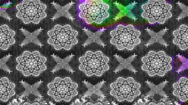 El çizimi çiçekli soyut çizim kalıbı. Raster illüstrasyonu. Gri renkli çiçekler.