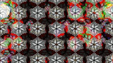 Asya tekstil tarzında. Raster illüstrasyonu. Çiçek desenli çizim. Raster illüstrasyonu. Siyah renkte çiçekler.