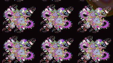 Yumuşak, bahar çiçekleri siyah renklerde. Yaprak ve çiçeklerin suluboya resimleri, siyah renklerde çizimler. Raster illüstrasyonu.