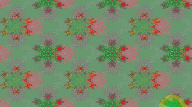 Çiçeksel elementlerle süslenmiş zarif raster dokusu. Parlak çiçekli yeşil renkler üzerine soyut çizim deseni. Küçük çiçekte şirin bir çiçek deseni var..