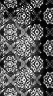 Raster illüstrasyonu. El çizimi çiçekli soyut çizim kalıbı. Gri renkli çiçekler.