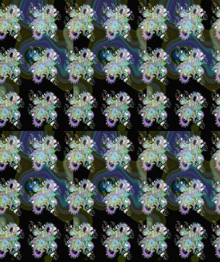 Renkli Bahar Teması eskiz kalıbı. Raster illüstrasyonundaki çiçek desenli çizim. Düz Çiçek Elementleri Tasarımı. Siyah renkte çiçekler.