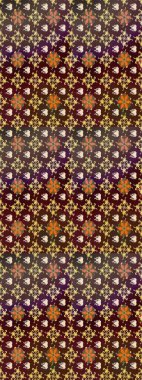 Raster illüstrasyonu. Kahverengi renkli Asya tekstili. Suluboya çiçekli çiçek deseni.