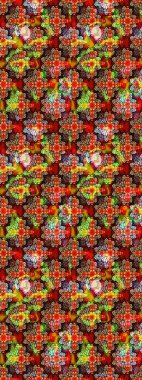 Çiçekli karalama şeklinde Raster çiçek deseni. Kırmızı renkte çiçekler. Nazik, narin çiçek arkaplanı.