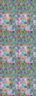 Küçük çiçekli kusursuz yay deseni. Raster illüstrasyonu. Suluboya tarzında mavi ve nötr renkler üzerine.