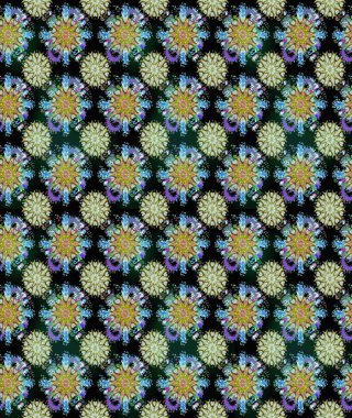 Çiçek ve yapraklı karalama şeklinde Raster çiçek deseni. Yumuşak, bahar çiçekleri siyah renklerde. Raster illüstrasyonu.