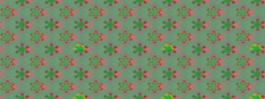 Küçük çiçekte hoş bir çiçek deseni var. Çiçeksel elementlerle süslenmiş zarif raster dokusu. Parlak çiçekli yeşil renkler üzerine soyut çizim deseni.