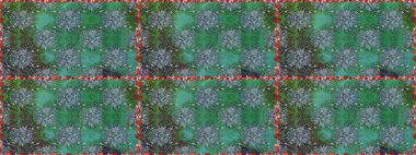 Küçük çiçekteki sevimli çiçek deseni. Yeşil ve mavi renkte çiçekler.