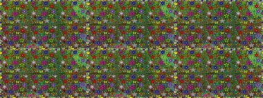 Çiçek. Raster illüstrasyonu. Kusursuz dekoratif arka plan, çiçek mandala. Yeşil ve kahverengi renklerde.