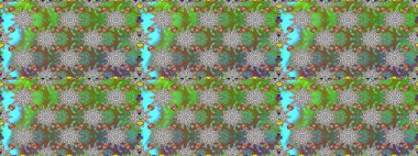 Yeşil ve gri renkli çiçekli kusursuz çiçek deseni. Suluboya tarzında yeşil ve gri renkte çiçekler.