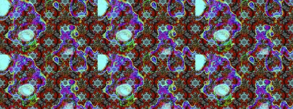 Raster illüstrasyonu. Renkli desenli eskiz deseni, mavi çiçekler ve dekoratif elementlerle. Eski usul. Eskiz geçmişi. Kumaş, tekstil ve duvar kağıdı baskısı için..