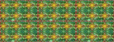 Yeşil ve kahverengi renkli şirin tekstil tarzında. Çiçek arkaplan. Raster illüstrasyonu. Çiçek duvar kâğıdı. Renkli çizim deseni.