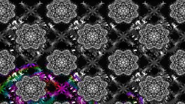 Sevimli çiçek raster deseni. Siyah renkli çiçekler. Düz Çiçek Elementleri Tasarımı. Renkli Bahar Teması çizim şablonu.