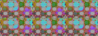 Renkli Bahar Temalı Kusursuz Arkaplan. Zentangle soyut çiçekleri. Güzel kumaş deseni. Karalama çiçeği. Düz Çiçek Elementleri Tasarımı. Raster illüstrasyonu.