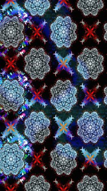 Küçük çiçekli yay deseni çiz. Raster illüstrasyonu. Suluboya tarzında siyah renkler üzerine.