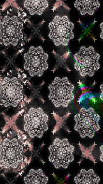 Düz Çiçek Elementleri Tasarımı. Renkli Bahar Teması eskiz kalıbı. Siyah renkli şirin çiçek deseni. Raster Modaya uygun kumaş deseni.