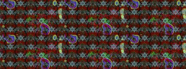 Kahverengi renkli bitkilerden oluşan parlak çiçekli çizim deseni.