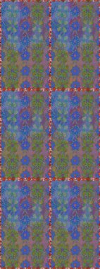 Modern çiçek arkaplanı. Halk tarzı. Parlak renkli çiçekleri ve gri ve mavi renklerde yaprakları olan şaşırtıcı, pürüzsüz çiçek deseni. Moda baskıları için zarif bir şablon.