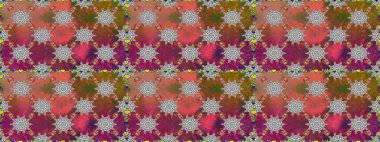 Kusursuz çiçek deseni. Raster illüstrasyonu. Asya tekstil tarzında. Kahverengi ve gri renkli çiçekler. Raster illüstrasyonu.