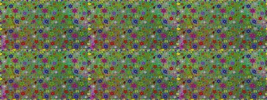 Raster illüstrasyonunda kusursuz çiçek deseni. Suluboya tarzında yeşil ve kahverengi renkte çiçekler.