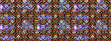 Çiçek desenli çizim. Raster illüstrasyonu. Asya tekstil tarzında. Kahverengi renkli çiçekler. Renkli Bahar Teması eskiz kalıbı. Düz Çiçek Elementleri Tasarımı.