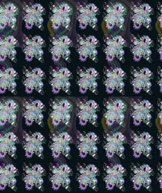 Tomurcukları papatya çiçekleri olan sevimli bir çiçek deseni. Eskiz geçmişi. Raster illüstrasyonu. Kumaş, tekstil, duvar kağıdı baskısı için. Eski usul. Miles Fleur, dandik süs.