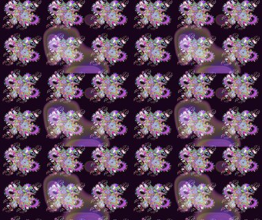 Raster illüstrasyonu. Siyah renklerde. Küçük çiçekteki sevimli çiçek deseni. Soyut çiçek çizim kalıbı arka planı. Raster deseni.