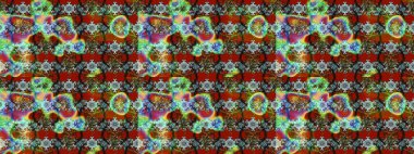 Çiçekli karalama şeklinde Raster çiçek deseni. Kahverengi renklerde bahar çiçekleri. Raster illüstrasyonu.