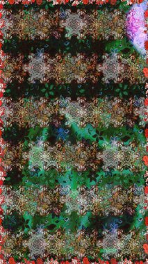 Çiçeksiz desenli arka plan. Gri ve kahverengi renkli çiçekler. Tişört baskısı için çiçek boyama rasteriName.