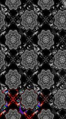 Renkli çizim kalıbı. Siyah renkli şirin tekstil. Çiçek duvar kâğıdı. Raster illüstrasyonu. Çiçek arka planı.