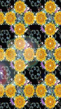 Karalama elementleri. Çizim çiçek deseni duvar kağıdı, web sitesi arka planı, ambalaj kağıdı, davetiye, broşür, afiş veya web sitesi için kullanılabilir. El çizimi Raster illüstrasyonu.