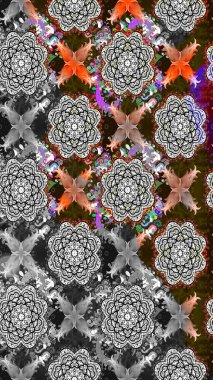 Raster illüstrasyonu. Gri kıvırcık çiçekler gri renkte şekillenir. Klasik çiçek tasarım elementleri.