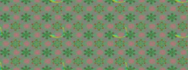 Eski usul. Raster illüstrasyonu. Kumaş, tekstil, duvar kağıdı baskısı için. Eskiz geçmişi. Renkli desenli eskiz deseni, yeşil çiçekler ve dekoratif elementlerle.