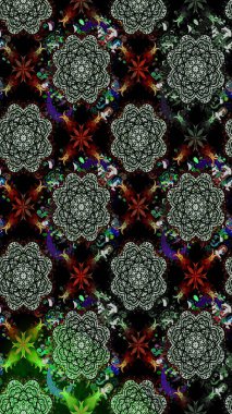 Raster illüstrasyonundaki çiçek desenli çizim. Siyah renklerde. Güzel kumaş deseni. Raster illüstrasyonu.