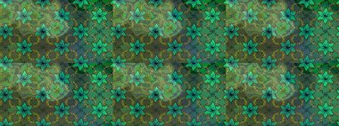 Yeşil renklerde. Taslak dekoratif arka plan, çiçek mandala. Çiçek. Raster illüstrasyonu.