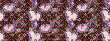 Çiçeksel fantezi tasarımı ve parlak bir arka plan çizimi. Renkli Bahar Teması eskiz kalıbı. Düz Çiçek Elementleri Tasarımı.