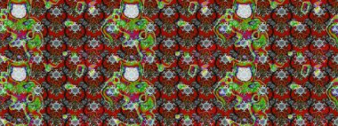 Çiçekler. Soyut etnik raster çizim kalıbı. Vadinin çiçekleri kırmızı renklerde.