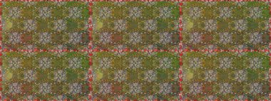 Süslü kumaş deseni. Renkli Bahar Temalı Kusursuz Arkaplan. Düz Çiçek Elementleri Tasarımı. Raster illüstrasyonunda kusursuz çiçek deseni.