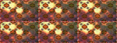 Kahverengi ve turuncu renklerde etnik çiçeklerle kusursuz bir desen. Raster Çiçek İllüstrasyonu güzel tekstil..