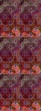 Çiçek izi. Kahverengi ve mor renkli çiçekler suluboya tarzında. Suluboya çizim deseni.