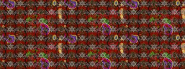 Raster illüstrasyonundaki çiçek desenli çizim. Kahverengi renkli çiçekler. Renkli Bahar Teması eskiz kalıbı. Düz Çiçek Elementleri Tasarımı.