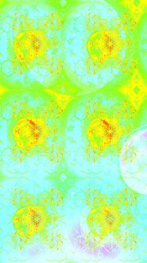 Raster illüstrasyonundaki çiçek desenli çizim. Yeşil renkte çiçekler.