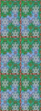 Mavi ve yeşil renkli çiçekler. Düz Çiçek Elementleri Tasarımı. Renkli Yaz Temalı Kusursuz Arkaplan. Raster illüstrasyonunda trendsiz çiçek deseni.