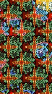 Çiçek desenli eskiz, yaz çiçekleri. Düz Çiçek Elementleri Tasarımı. Renkli Bahar Teması eskiz kalıbı. Yeşil renkte çiçekler.